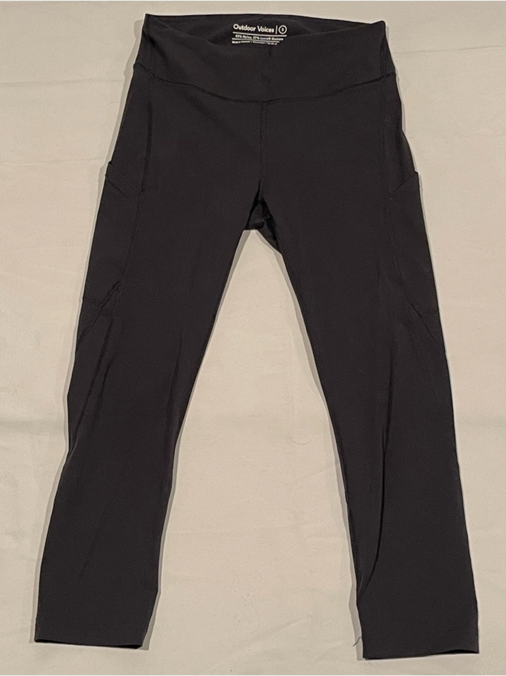 Outdoor Voices Black Mid-Rise Performance Leggings with Side Pockets